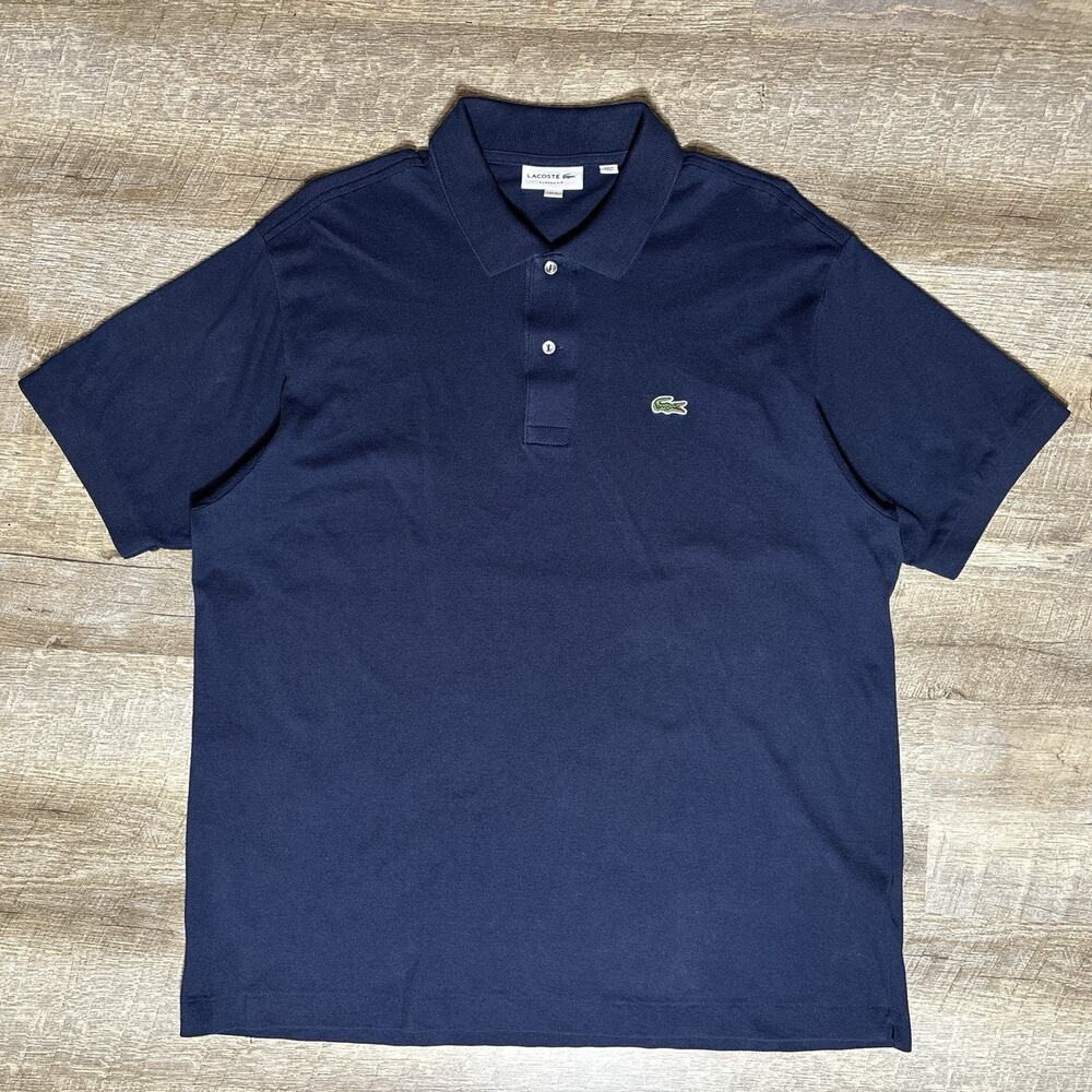 Lacoste Short Sleeve Polo Shirt Men's XXL FR 7 Blue Cotton Classic Croc Logo